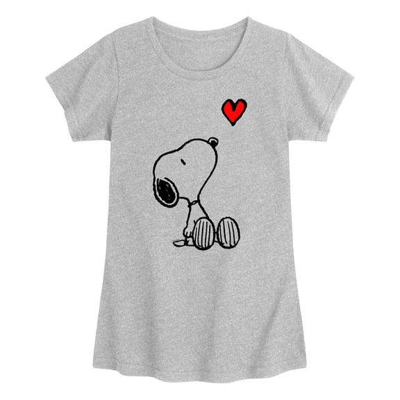 Peanuts - Snoopy Heart - Youth Girls Fitted Short Sleeve T-Shirt