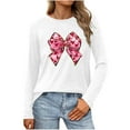 thumbnail image 2 of Qepwscx Womens T Shirts Long Sleeve Valentine'S Day Crewneck Sweatshirt Bow Printed Blouses Casual Tops Pullover Sweatshirt Graphic Plus Size Heart Shirt Outside Top Blouse T-Shirts, 2 of 5
