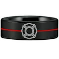 thumbnail image 4 of Thin Red Line Firefighter Tungsten Carbide Ring, 4 of 7