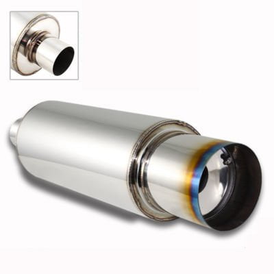 Silencer Universal 4" N1 Style Flat Tip Stainless Steel Muffler With 2.5" Inlet 