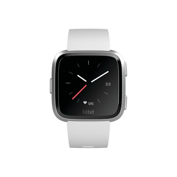 Fitbit Versa - Lite Edition - silver aluminum - smart watch with band - silicone - white - band