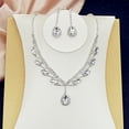 thumbnail image 3 of 1 Set Bridal Necklace Earrings Water Drop-shaped Rhinestone Jewelry Electroplating Sparkling Jewelry Set for Wedding, 3 of 8