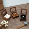 thumbnail image 3 of Ring Box Square Portable Wood Vintage Design Earring Box for Wedding style B One Size, 3 of 13