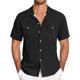 thumbnail image 1 of Men's Solid Color Cuban Collar Casual Short Sleeved Imitation Cotton Linen Men's Large Shirt M, 1 of 5
