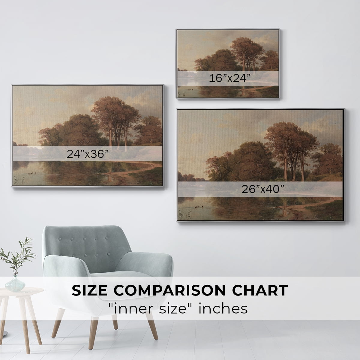 Vintage Landscape-CCCIX By Wexford Home Framed in Silver Wood Gallery Wrapped Canvas 25 in. x 37 in.