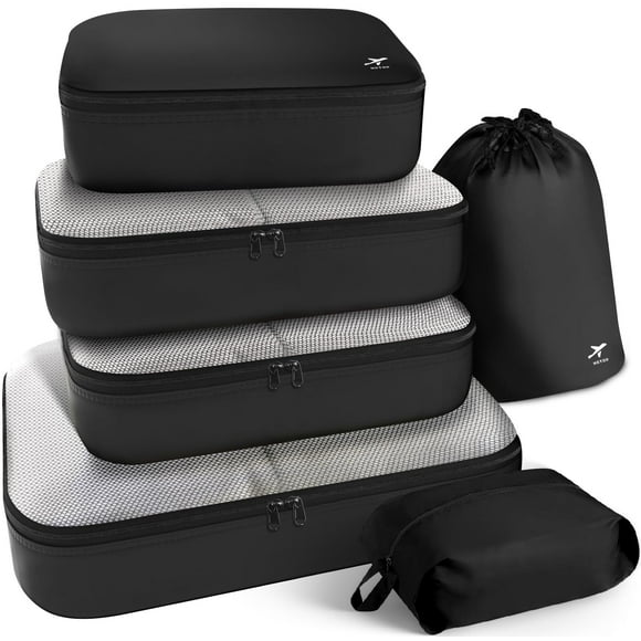 Cubos de embalaje HOTOR, 6 unidades, para maletas, color negro