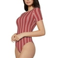 thumbnail image 2 of Easygdp Stripes Red White Women's One-Piece Swimsuit Slim Fit Crew Neck Bodysuit Athletic Swimwear with Concealed Buckle - XX-Large, 2 of 9