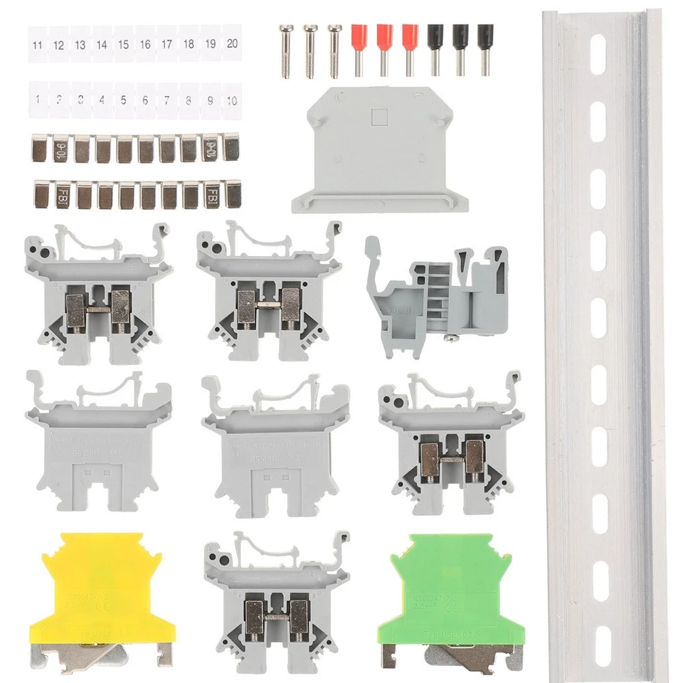 CIRCLE- Din Rail Kit Jumper Wire Connector Screw Terminal Block End Brackets