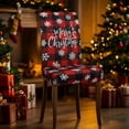 thumbnail image 2 of Christmas Chair Covers Set of 4 Red Buffalo Plaid Christmas Tree Truck Dining Chair Seat Cover Stretch Removable Xmas Chair Slipcover Protector for Xmas Dining Room Kitchen Home Decor, 2 of 6