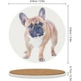 thumbnail image 3 of SKYSONIC Round Drink Coasters 2 Pcs Beautiful French Bulldog Isolated on White Absorbent Ceramic Coaster with Cork Base for Coffee Cups for Home Decor, 3 of 6