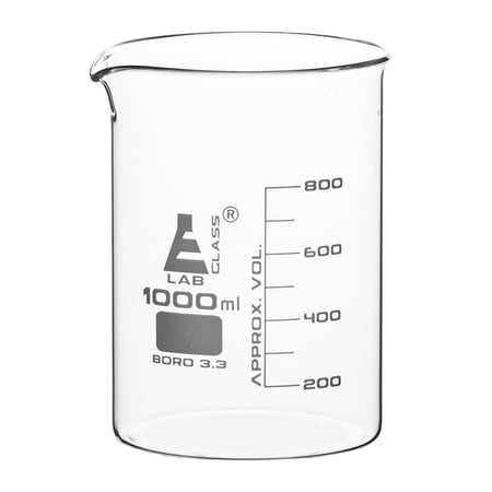 low form beaker borosilicate - graduated 1000ml capacity