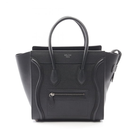 Pre-Owned Celine Luggage Micro Shopper Tote Bag, Leather, Women's, Black (Good)