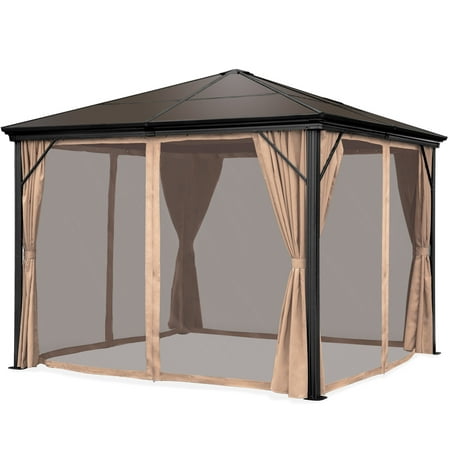Best Choice Products 10x10ft Outdoor Aluminum Frame Hardtop Gazebo Canopy for Backyard, Garden w/ Side Shade Curtains, Mosquito Bug (Best Built Sheds & Gazebos)