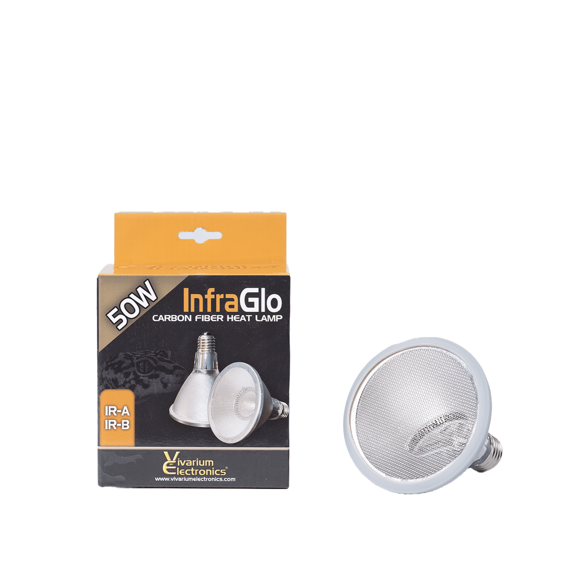 Vivarium Electronics InfraGlo Carbon Fiber Heat Lamp 50W – Infrared Reptile Heat Lamp Bulb for Bearded Dragons, Tortoises, Snakes and Turtle Tanks, Long Lasting Infrared Emitter Bulb for Reptiles