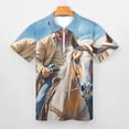 thumbnail image 3 of Western Cowboy Riding Men Zipper T-shirt Summer Casual Short Sleeve T-shirt Top, 3 of 7