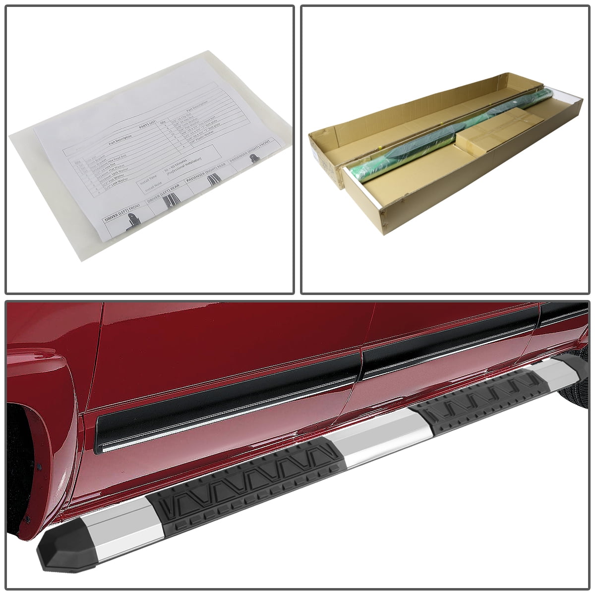 DNA Motoring 5" Aluminum Side Step Nerf Bars Running Boards for 2009-2020 Dodge Ram Quad Cab