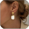 thumbnail image 1 of Gold Rectangle Stud Earrings For Women, Gold statement Earrings Dainty Thick Stud Earrings Gold Square Heart Pearl Wrinkle Irregular Drop Earring Minimalist Geometric Earrings, 1 of 5