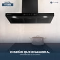 thumbnail image 4 of FLINE | Campana de cocina 80 cm | Tipo T Negro Matte| DE PARED | Controles Touch y sensor|extractora | 3 velocidades | Niza 80, 4 of 6