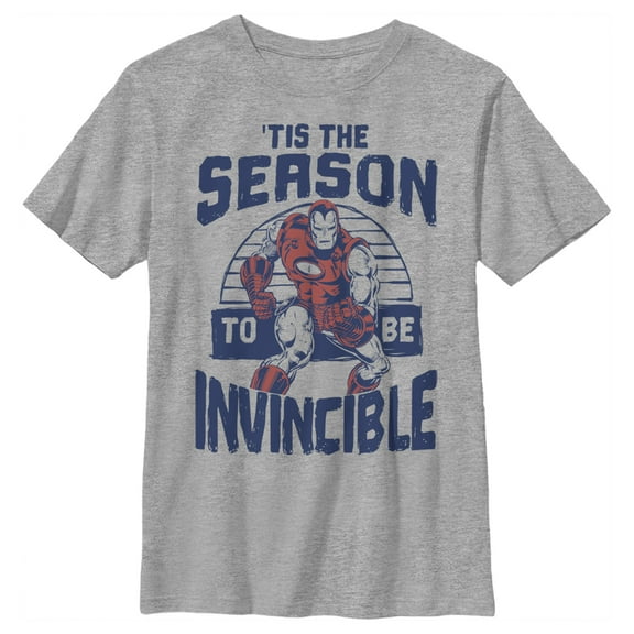 Boy's Marvel Iron Man Season To Be Invincible Graphic Tee Athletic Heather Large