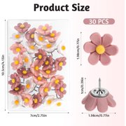 LZLINGMEI Flower Push Pins, 30pcs Cute Push Pins for Bulletin Board, Decorative Thumb Tacks Push Pins for Cork Board, Photo Wall, Map, Office or Home