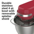 thumbnail image 6 of Hamilton Beach 4 Quart Stand Mixer for Kitchen, 7 Speeds, Tilt-Head, Dough Hook, Whisk & Flat Beater, Red, 6 of 9