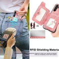 thumbnail image 2 of A14 5G Case,Card Holder Wallet for Galaxy A14 5G Phone Case,Ring Holder Stand,RFID-Blocking,Wrist Strap,Camera Protector,Leather Protective  Flip Cover for Samsung A14 5G Case (Pink), 2 of 7