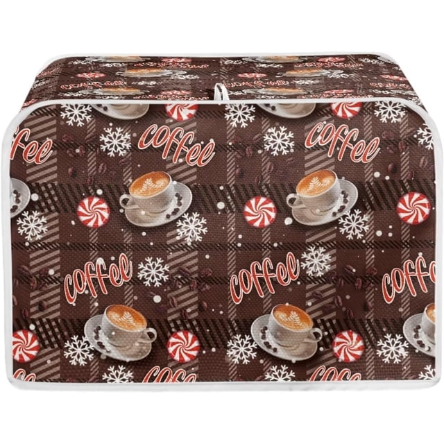 UNICEU Candy Coffee Print Toaster Cover 2 Slience Christmas Home Decor Fingerprint Protection Toaster Dus Cover for Bread Maker Kitchen Small Appliance Protection Storage Bags,Size S