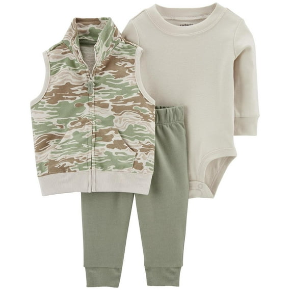 Carters Boys 0-24 Months 3-Piece Camo Vest Set(Camouflage 12 Months)
