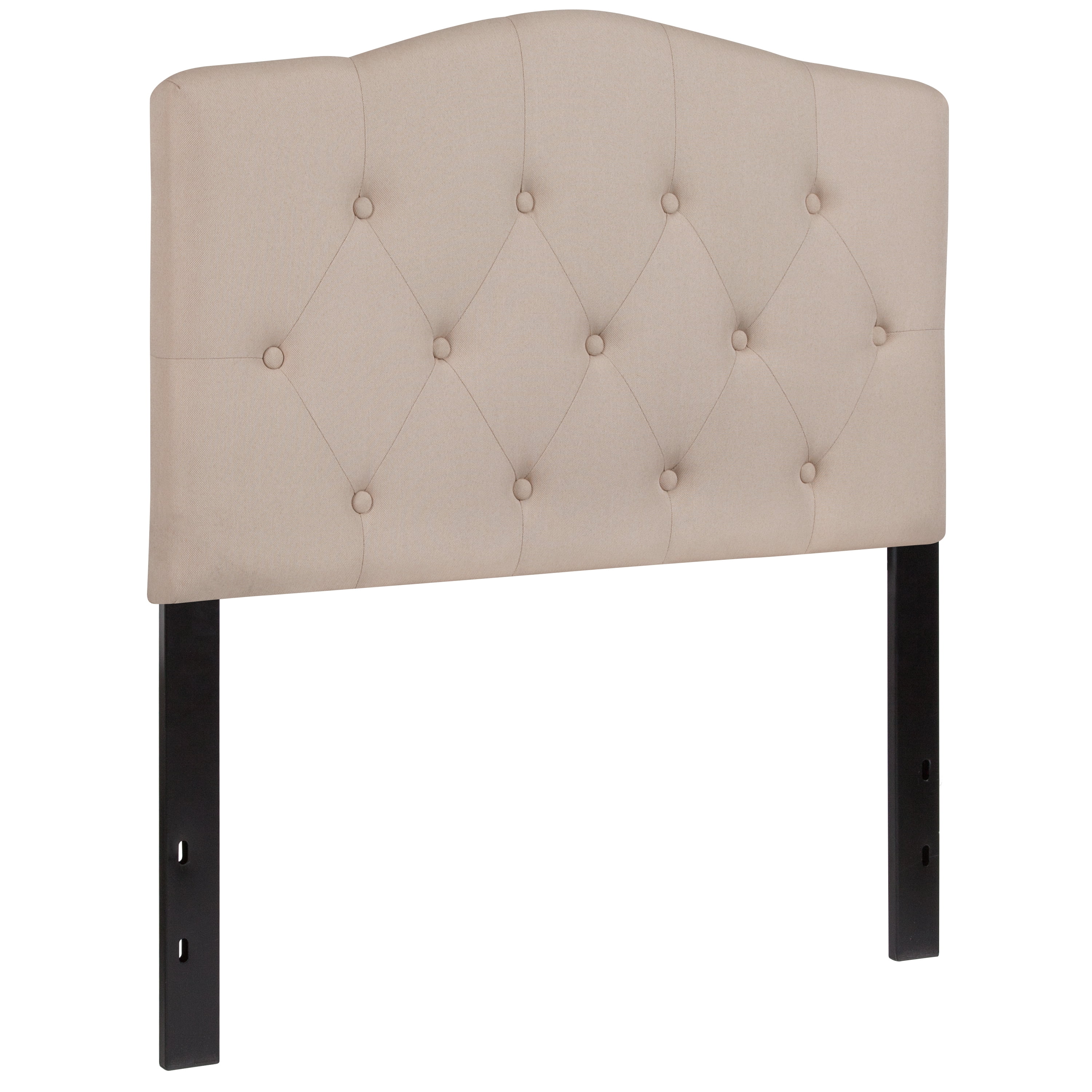 Tufted Upholstered Twin Size Headboard in Beige Fabric