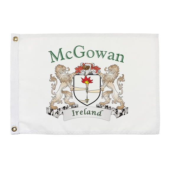 McGowan Irish Coat of Arms Small White Flag - 16"x10.5" inches