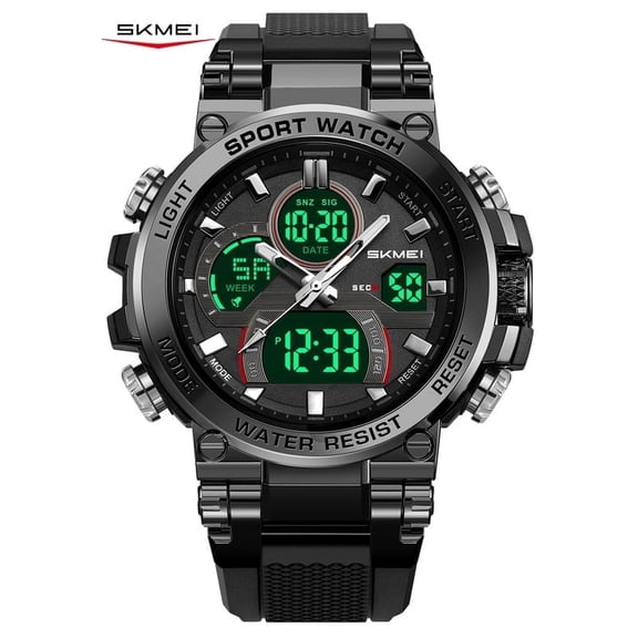 SKMEI Men's Watches Fashion Military Waterproof Big Face Digital Sport Watch with Dual Time Alarm LED Stopwatch