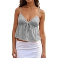 thumbnail image 2 of Peplum Camisole Tops for Women Summer Spaghetti Strap V Neck Bow Front Cropped Flowy Y2k Going out Tank Tops, 2 of 5