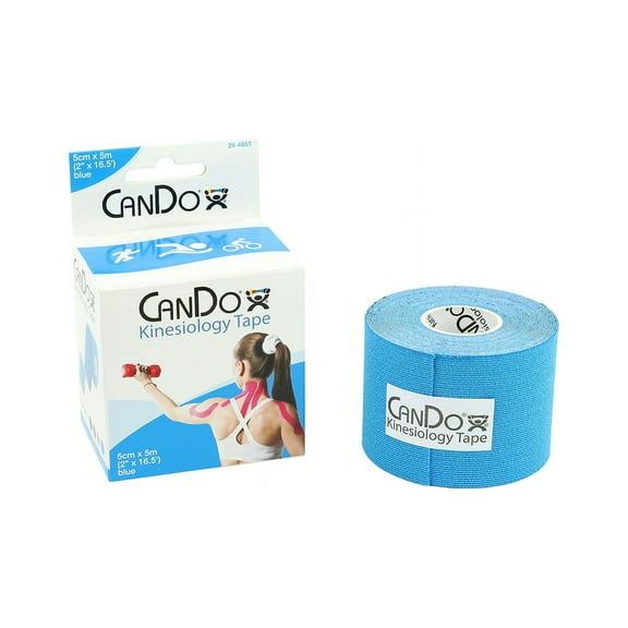 CanDo kinesiology tape, 2" x 16.5 ft, blue, case of 10