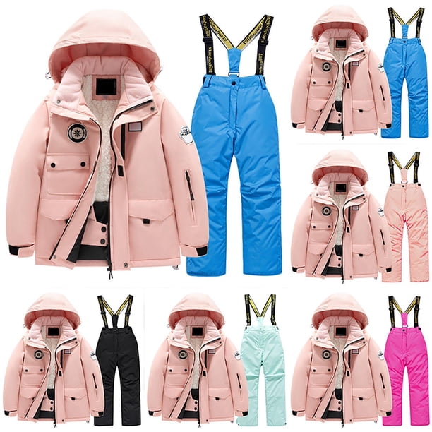L SERVER Combinaison Ski Enfant à Capuche - Imperméable Et Chaude Garçon Fille - Vêtement Neige Hiver