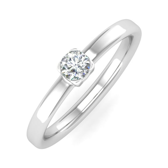 1/5 Carat Diamond Solitaire Engagement Ring Band in 14K White Gold (Ring Size 5.25)