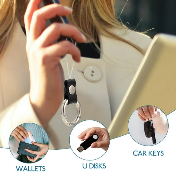 FRCOLOR 2 Pcs Strap Mobile Phone Ring Buckle Car Key Holder Phone Grip 4X2.5X05CM Black