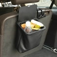 thumbnail image 3 of Leather Car Garbage Can Foldable Auto Trashes Can Large Capacity Storage Organizer Waterproof with Lid for Car Vehicle Truck SUV, 3 of 6