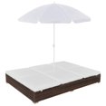 thumbnail image 1 of vidaXL Lit de Détente d'Extérieur avec Parasol en Rotin Poly Brun, 1 of 5