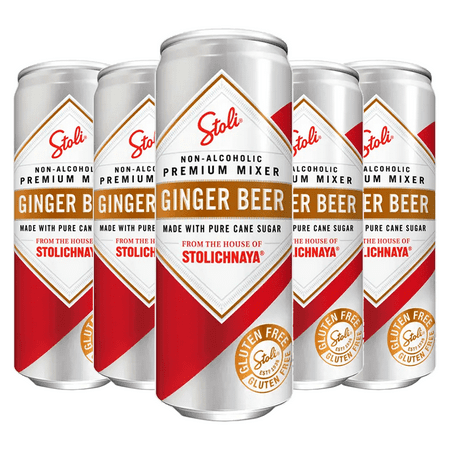 Stolichnaya Non-Alcoholic Ginger Beer - Crafted with Pure Cane Sugar, Gluten-Free, 12oz Cans from Stoli