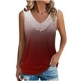 thumbnail image 2 of Sentmoon Débardeurs pour Femmes Été Col Rond Coupe Régulière Tendance Tops pour Femmes 2025 Boho Grand Bretelle Volants Dégradé Sans Manches T-Shirts Chemises Décontractées pour Vacances à la Plage Vin m, 2 of 6