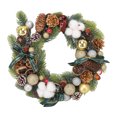 thumbnail image 1 of Corona de piñas navideñas con bolas de algodón,Corona navideña de piñas con bolas de algodón Corona navideña Decoración de guirnaldas navideñas Experiencia incomparable, 1 of 8