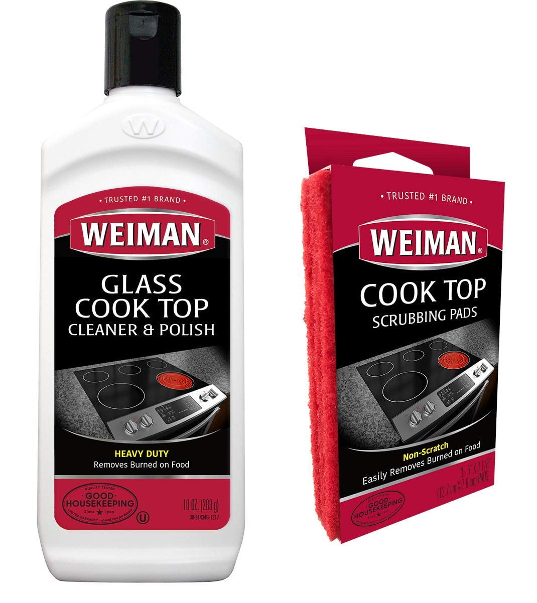Weiman Ceramic and Glass Cooktop Cleaner Heavy Duty Cleaner and Polish (10 Ounce Bottle and 3