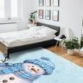thumbnail image 5 of Light Blue Christmas Area Rug 4x6ft Snowman with Cap Xmas Snowflake Non-Slip Washable Square Rugs Soft Felt Indoor Floor Mat for Bedroom Kitchen Living Room Bathroom, 5 of 8