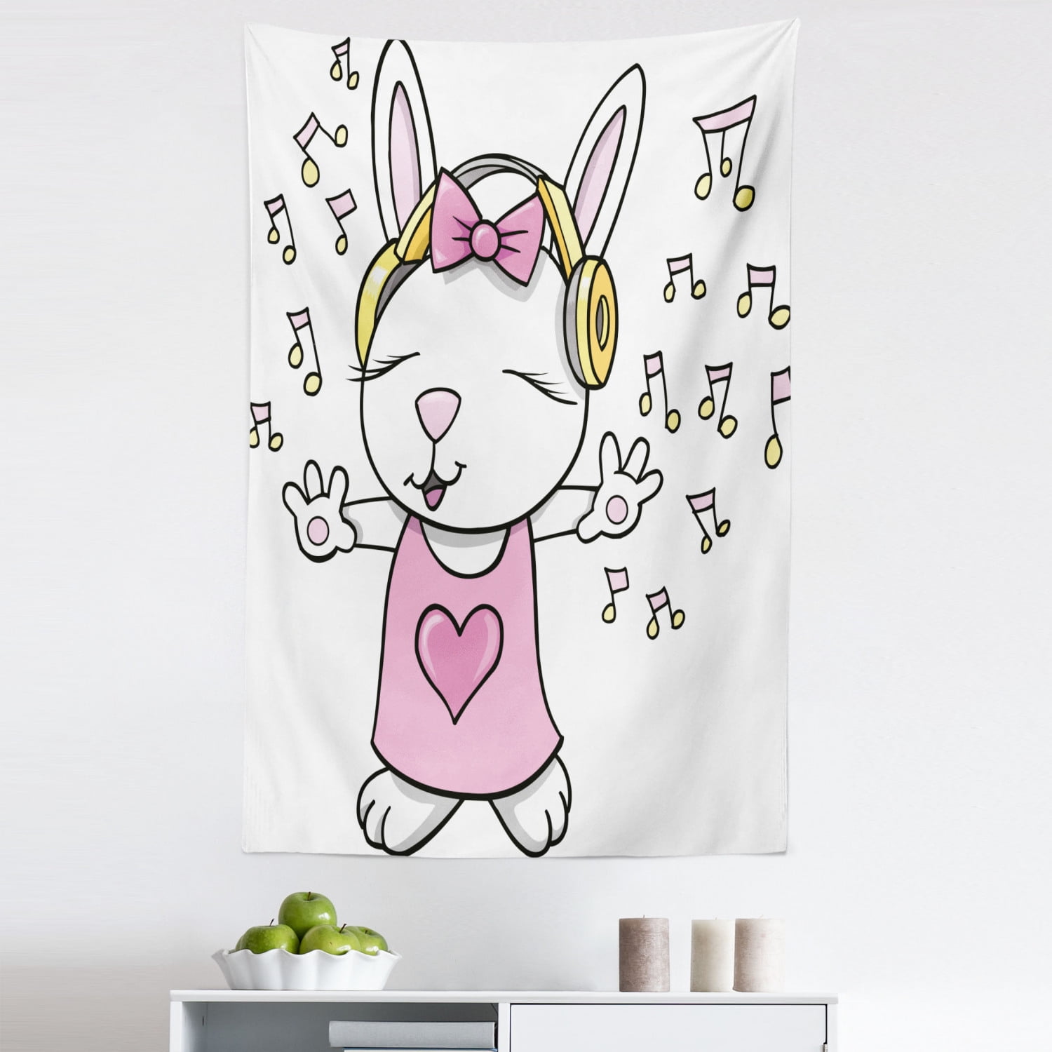 Bunny Tapestry, Rock Star Rabbit Animal Speakers Music Notes Girls ...