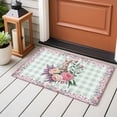 thumbnail image 4 of Area Rug 2 x 3 Ft, Easter Bunny Roses Indoor Accent Bathroom Rugs for Kitchen/Laundry Room, Pink Floral Spring Green Buffalo Plaid Washable Non-Slip Runner Floor Mat for Entryway, Living Room, 4 of 8