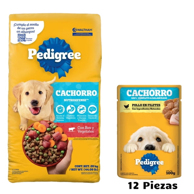 Pedigree Cachorro 20kg + Caja Pedigree Sobre Cachorro filete Pollo (12 Sobres)