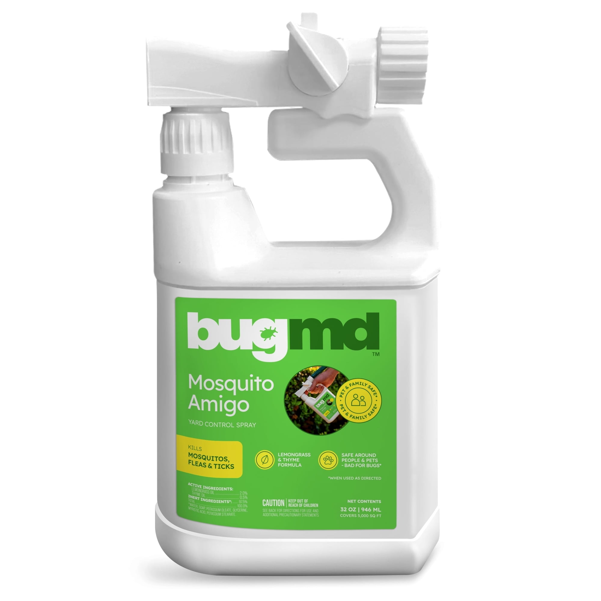 BugMD Mosquito Amigo Ant Killer & Bug Spray - Outdoor Roach, Cockroach, and Spider Killer, Fly and Insect Defense, Natural Plant-Based Formula, Safe with Essential Oils