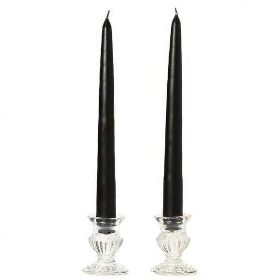 1 Pair Taper Candles Unscented 10 Inch Black Tapers .88 in. diameter x 10 in. tall