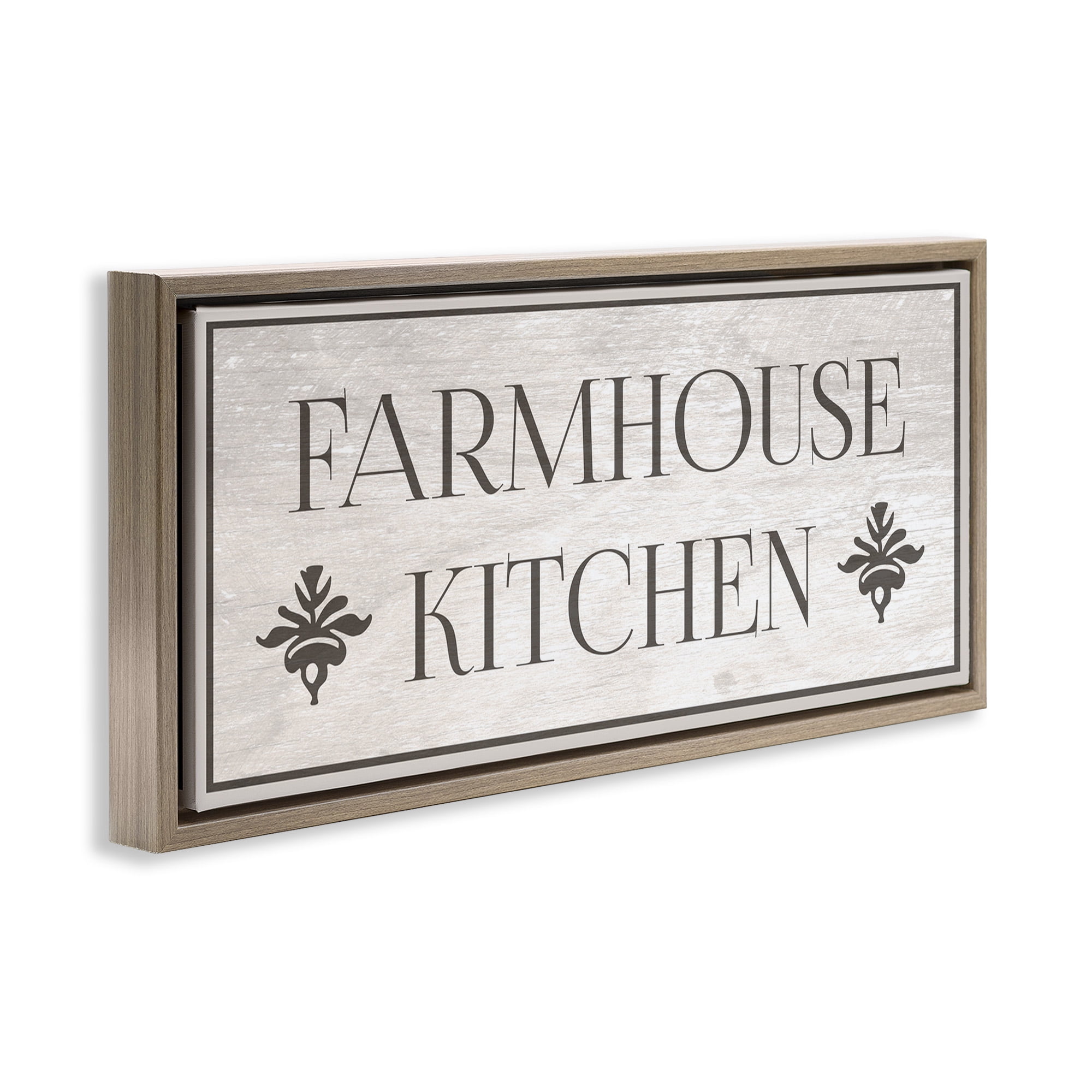 Stupell Industries Farmhouse Kitchen Typography Typography Painting Brown Floater Framed Canvas Art Print Wall Art, 25 x 11