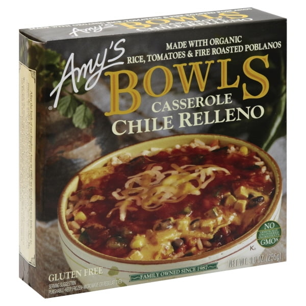 Amy's Frozen Bowls, Chile Relleno Casserole, Gluten Free, Non GMO, 9
